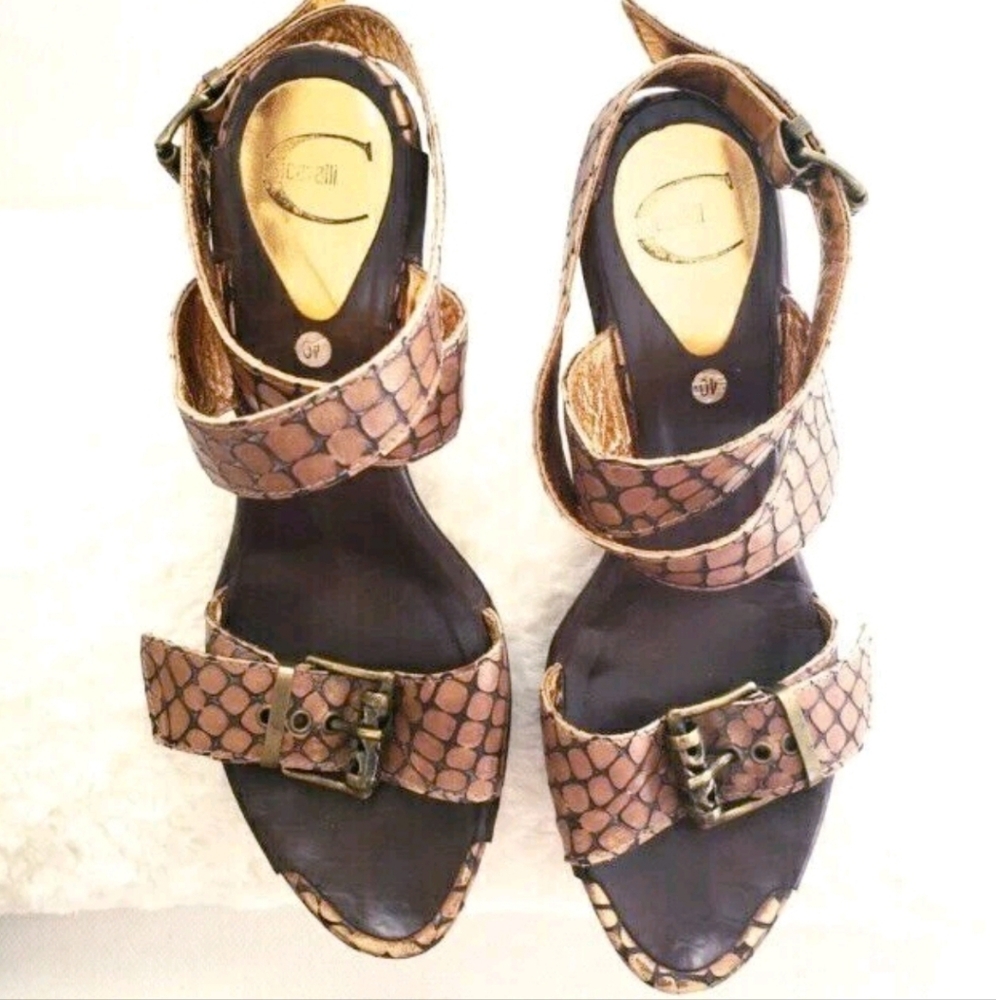 ✅️SOLD✅️Just Cavalli Brown Patterned Sandals